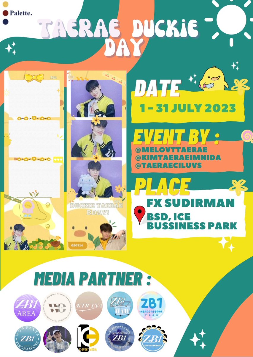 melovtaerae's tweet photo. ˚‧｡⋆ɪᴛ'ꜱ ᴛᴀᴇʀᴀᴇ ᴅᴜᴄᴋɪᴇ ᴅᴀʏ🐥ʚ｡
 
Hi zerose!🌹 

Let’s celebrate our Kim Taerae Photobooth Event on : 

📍 @palette__id , 
📆 1 July - 31 July 2023

@photomaticsid 
📆 12 July - 21 July 2023

#HappyDuckieDayItsTaeraeDay
#HappyTaeraeDay https://t.co/zPTPpQNtPJ