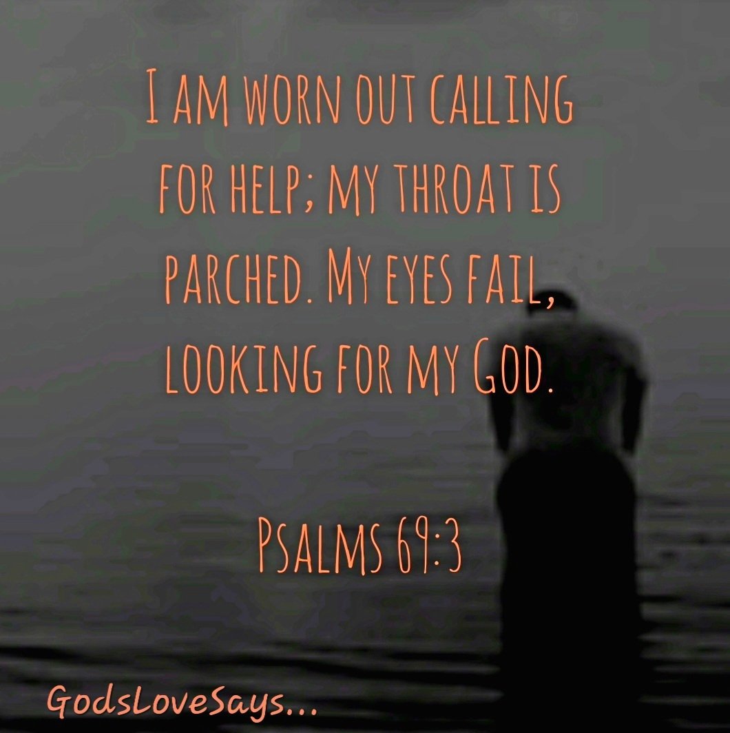 HornettPam's tweet photo. I am worn out calling for help; my throat is parched. My eyes fail, looking for my God.
Psalms 69:3
#GodsLoveSays #Psalms #wornout #callingforhelp #throat #parched #eyesfail #looking #God https://t.co/mZct3xuyXX
