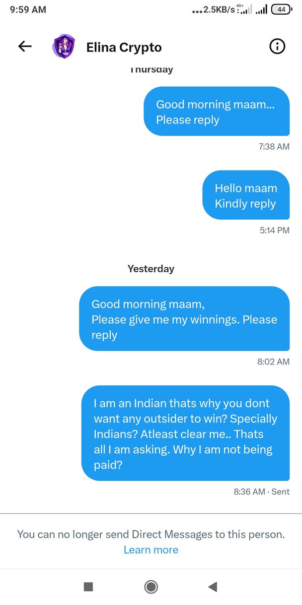 So <a href="/ElinaGiveaway/">Elina Crypto</a>  blocked me without any explaination 
#Elinawinners . 
Such a coward act. I am really surprised to such people earning from community and disrespecting the community. 
#ElinaWinner