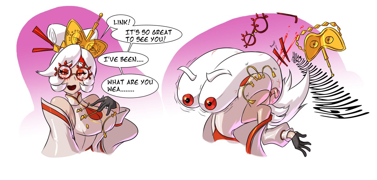 lugralatida's tweet photo. Purah's interaction with Link changes depending on what he wears...  This is how she really reacted when Link came up to her with no armor.

https://t.co/iAOuqxDnpP https://t.co/veKA4RrmA7