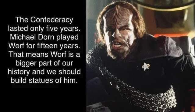 Worf deserves statues.
