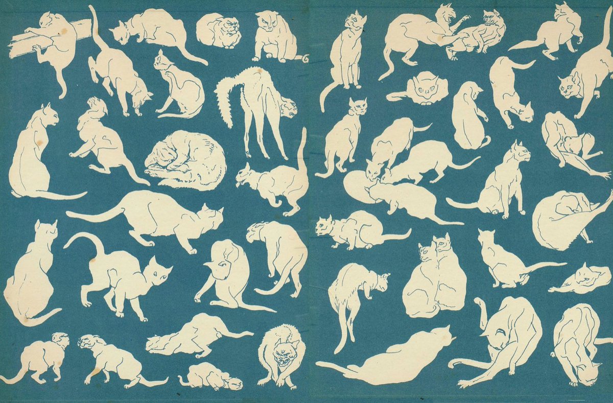 Endpapers of the book 'Just Cats'. Written by T.O. Beachcroft and Illustrated by Lowes D. Luard, 1936. flic.kr/p/2mvDMBD