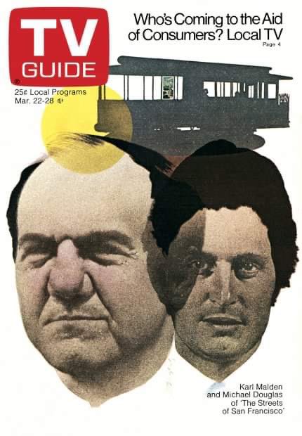 #KarlMalden and #MichaelDouglas of #TheStreetsofSanFrancisco appeared on the cover of #TVGuide the week of March 22-28, 1975. #70sTVDetectives