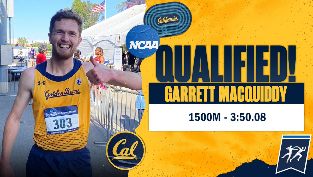 𝐐𝐔𝐀𝐋𝐈𝐅𝐈𝐄𝐃!

Bay Area native Garrett MacQuiddy is headed to his first NCAA Championships after nabbing the final qualifying spot in his heat with a time of 3:50.08!! 🎉🎉

#GoBears🐻 x #NCAATF