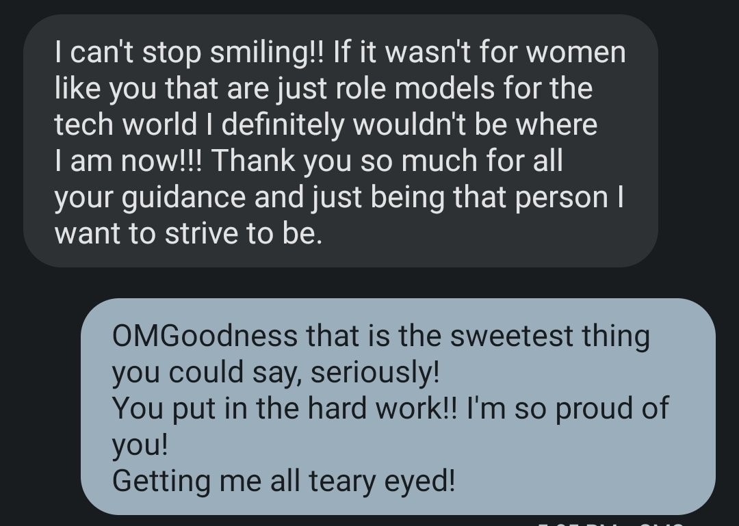 _codejenn's tweet image. Getting a message like this from a former employee, who I now call a friend, means more to me than they will ever know!
I love mentoring and helping elevate others!