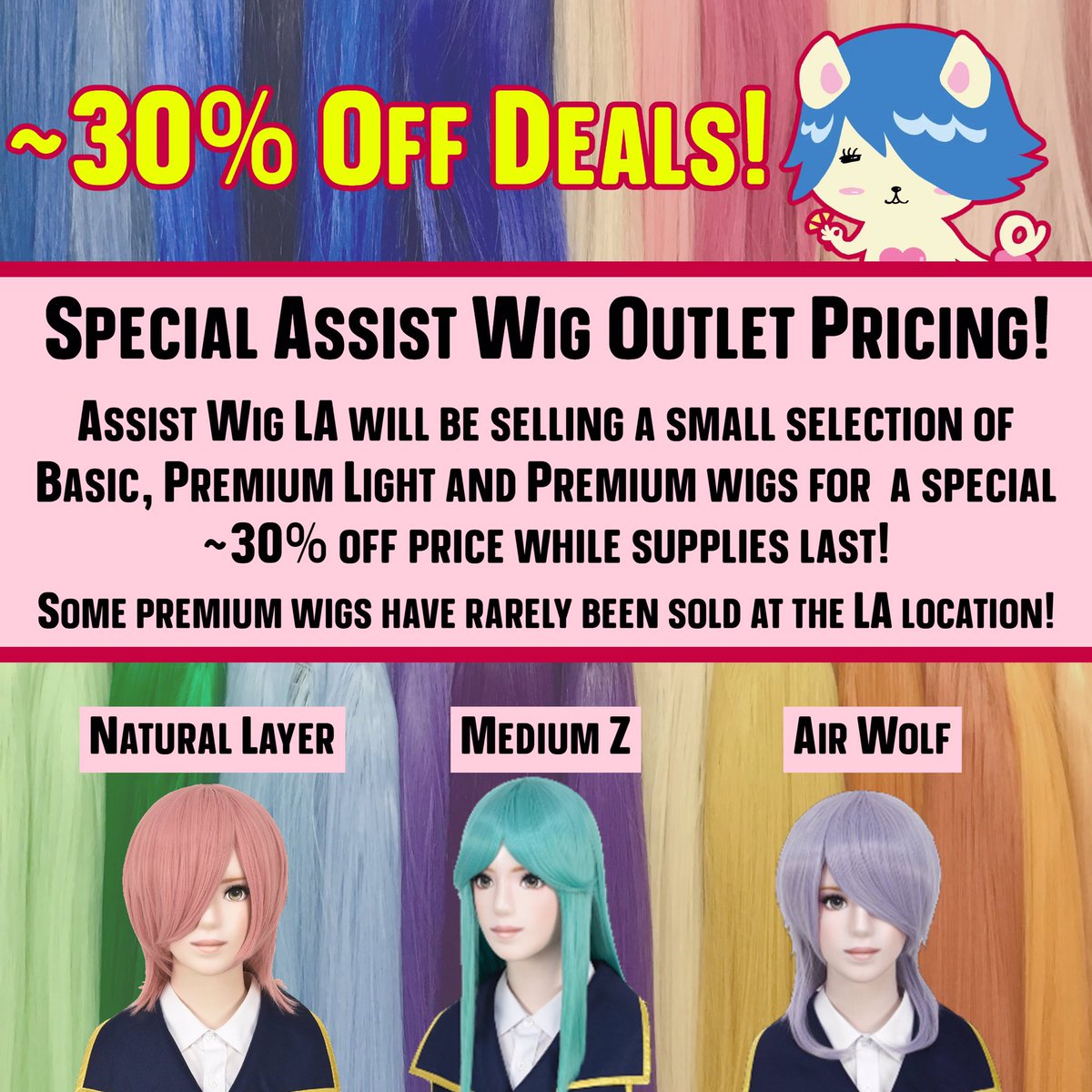 AssistWig's tweet photo. Just a reminder! We still have a few wigs left in our outlet deal section of wigs! 

Be sure to catch these deals before they’re gone! 

Get them in store or online today.
https://t.co/49VdvIu4rp https://t.co/FrEv1j39d7