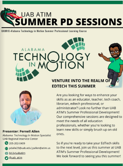 jack2553_uwa's tweet photo. The UAB Regional Inservice Center is offering several professional learning opportunities for PreK-12 teachers this summer. https://t.co/Y9PczeZKH4