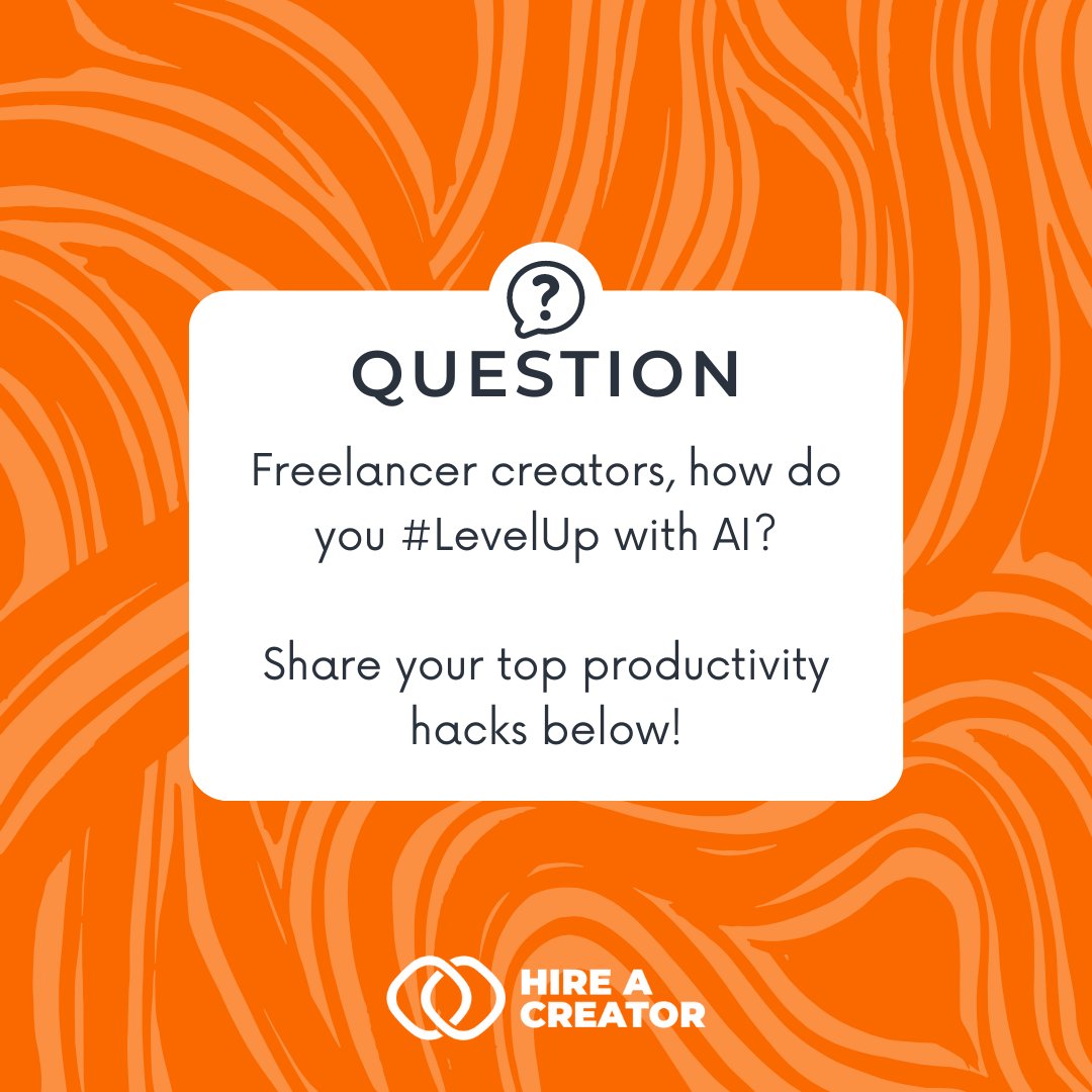 hireacreatorcc's tweet image. Freelance creators, how do you #LevelUp with AI? Share your top productivity hacks below! 👇💡🤖  #aiforcreatives #aitools #freelancers #freelancerlife #contentcreators