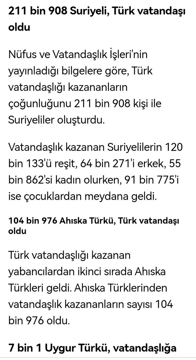 Sayın @cumaicten oy kullanan Suriyeli 120 bin Kürt, Arap mı sıkıntı?
Bu ülkenin vatandaşı Arap ve Kürtlerin, zulümden kaçan akrabalarından niye rahatsızsınız!

Kimsenin bahsetmediği ve vatandaş olan 104 bin Ahıska Türkü de problem mi yoksa Türk oldukları için sorun olmuyor mu?