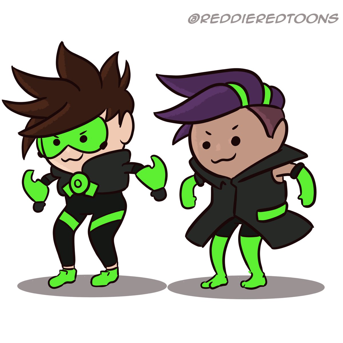 Pelican and Happy on their way to your back line 💚

[#OWL2023 #overwatchleague #reddieredtoons #anteup ]