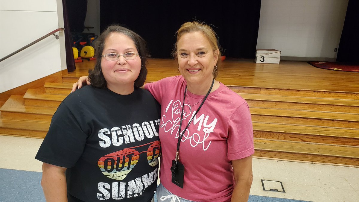 For the last time, we took a pic in the gym today. It's been an honor and a pleasure to work side by side with the absolute best. Thank you, <a href="/marrbeck/">Becky Marr</a>, for the last 18 years. Congrats on 35 years in <a href="/SBISD/">Spring Branch ISD</a>!
#BCEDynamicDuo <a href="/SBISD_HFDept/">Spring Branch Health Fitness/Advanced Movers</a>