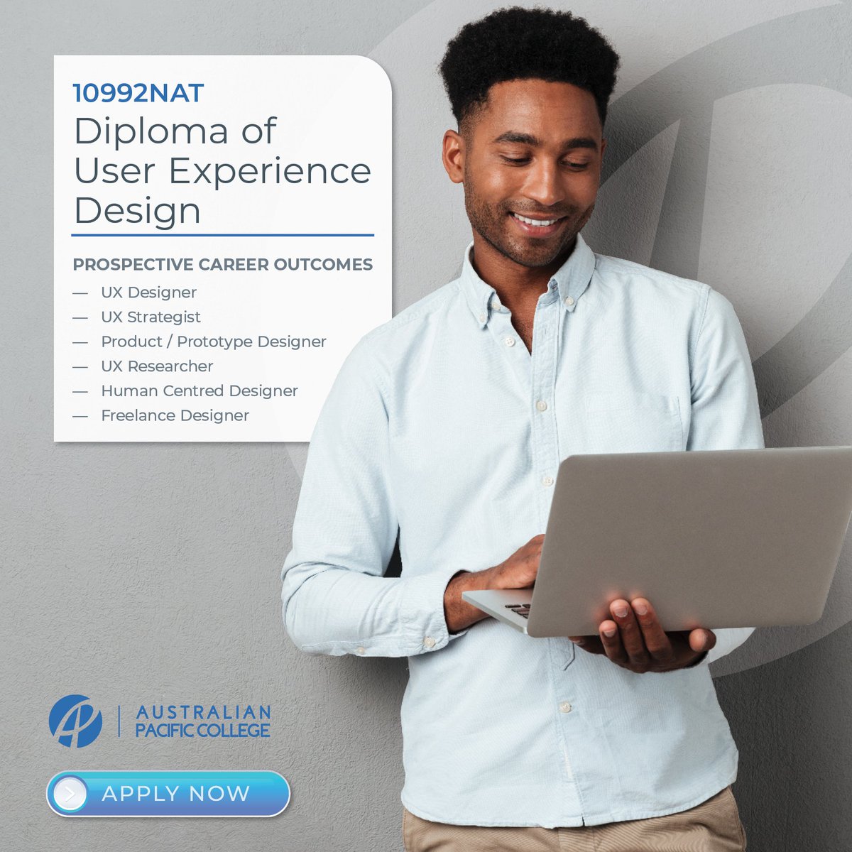 APC01331F's tweet image. Want to learn more about our 10992NAT Diploma of User Experience Design?
Click on the link below:
ecs.page.link/P14nB

#uxcourse #uxdesign #uxtraining #uxexperience #userexperiencedesign #australianpacificcollege