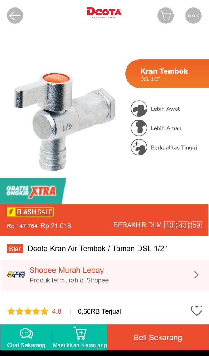 ‼ FLASH SALE ‼

️✨ Dcota Kran Air Tembok / Taman DSL 1/2'✨

⛔️ DISKON 86%

Gercep 👇                
shope.ee/VbbrPGj0Y