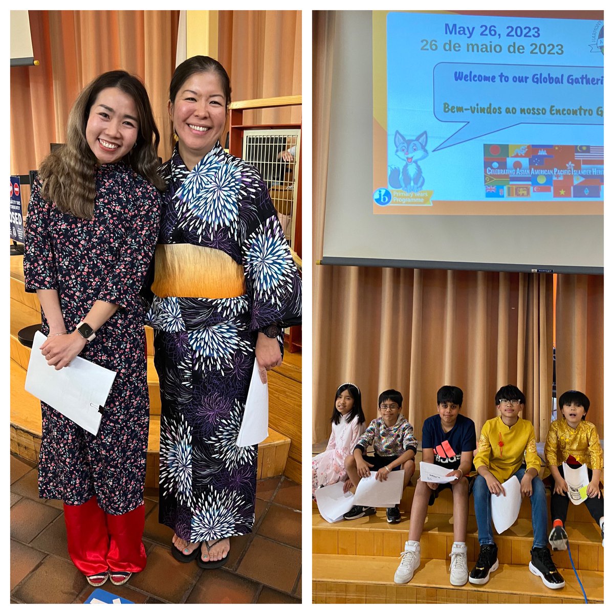 HarmonyGroveFPS's tweet photo. At our Global Gathering assemblies today we celebrated Asian American and Pacific Islander heritage! Ms. Kale presented about Japan. Ms Nguyen, Spencer, Lexi, and Dathen presented about Vietnam. Arjun and Veer presented about India. 2nd and 4th graders sang a Filipino song too! https://t.co/xAjBNI7Vmu