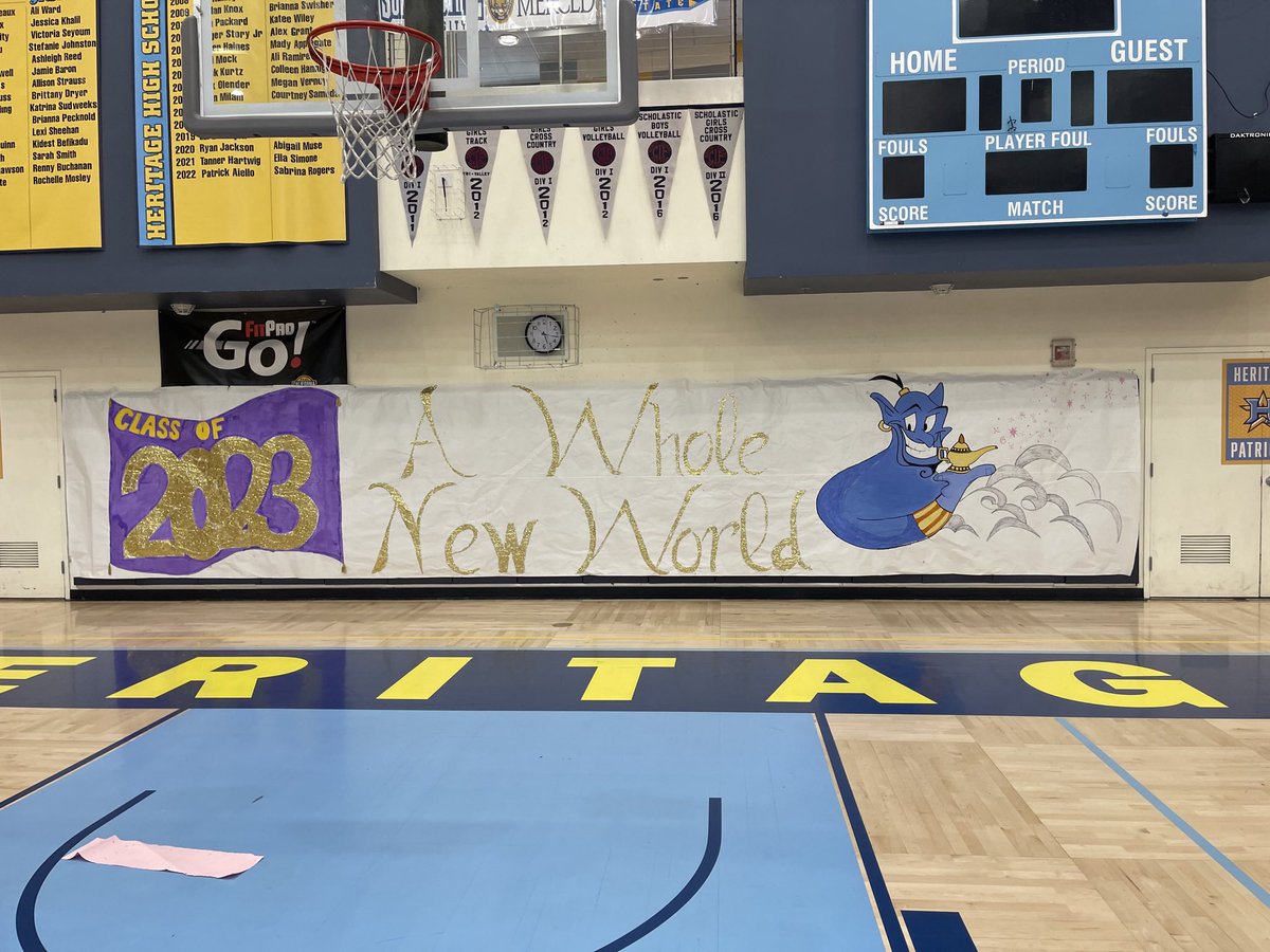 Senior Signing Rally today! Congratulations to all our seniors for their commitment to their post-secondary plans. 💙💛 <a href="/RealUnclePat/">Heritage Patriots ⭐️</a>