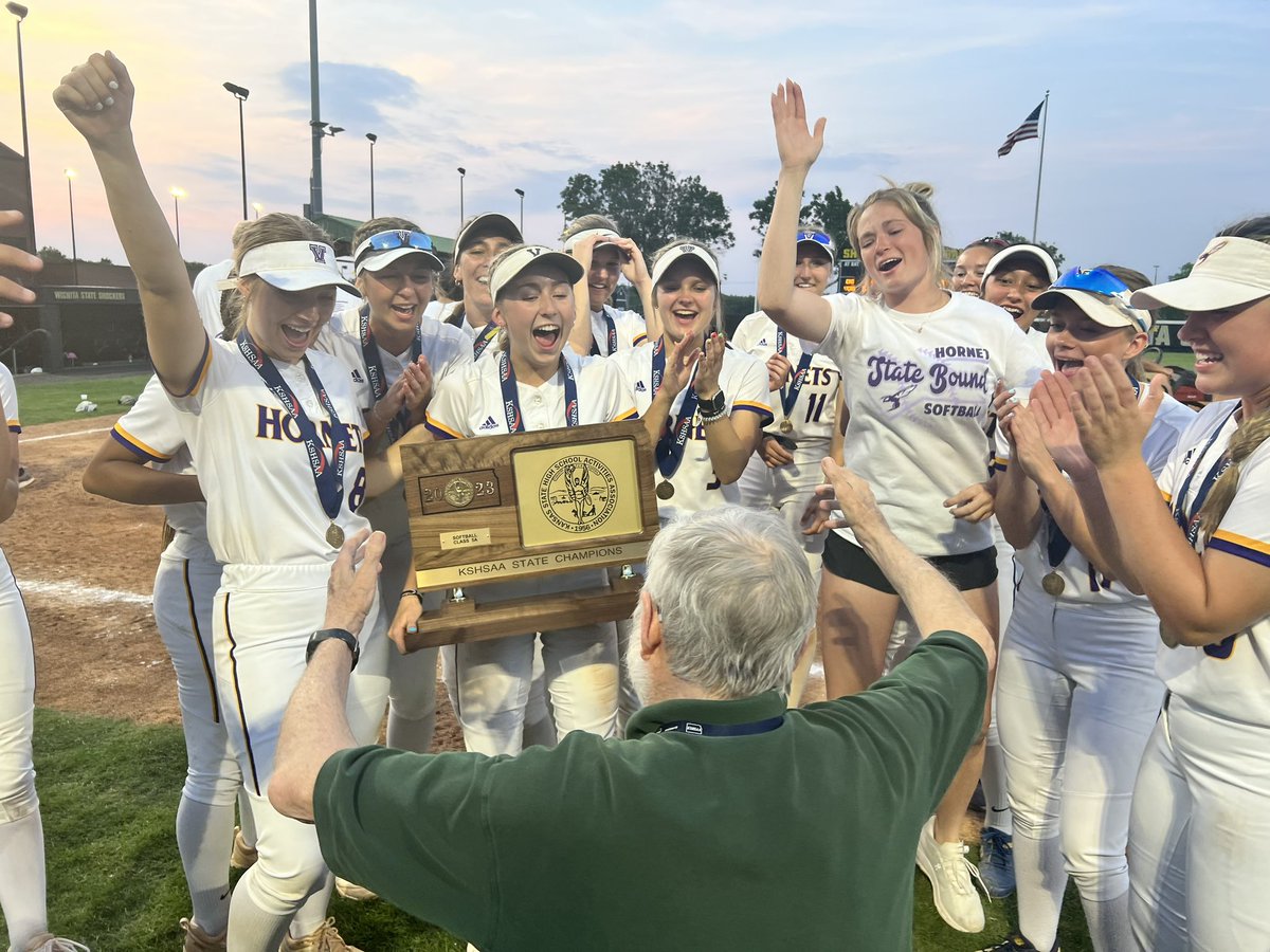 The Hornets are back-to-back 5A softball state champions!! 💜🥎💛 #HornetFamily | #SOAR