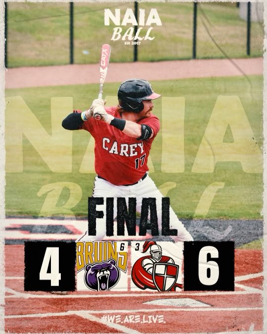 🚨BALLGAME!🚨

WORLD SERIES GAME 3

William Carey scores 2 late to defeat Bellevue 6-4! 

Rigoberto Hernandez a team high 4RBI 
#NAIABall