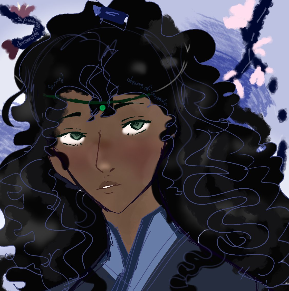 lil art thingy I did for my friends oc !! feng hai 's his name , hes so pretty <3