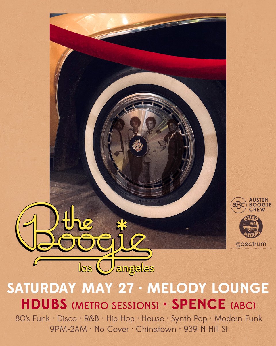 Tomorrow! #TheBoogieLA is poppin up at @MelodyLoungeLA with resident @spenceisgood of ABC joined by special guest HDubs of @metrosessions1 🏮⛩

Come dance under the lanterns to the very best of #80sFunk #Disco #RNB #HipHop #HouseMusic #SynthPop & #ModernFunk 💃🪩🕺🏾