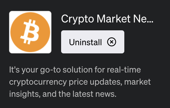 cry_academia's tweet photo. Crypto Marketのリアルタイムの情報を取得可能なGPTのプラグインです。まだ、プラグイン追加していない人は速攻しましょう！

暗号通貨価格のリアルタイム更新、市場インサイト、最新ニュースなど、最適なソリューションです。
#GPT4 #ChatGPT https://t.co/UAiMlIBBQA