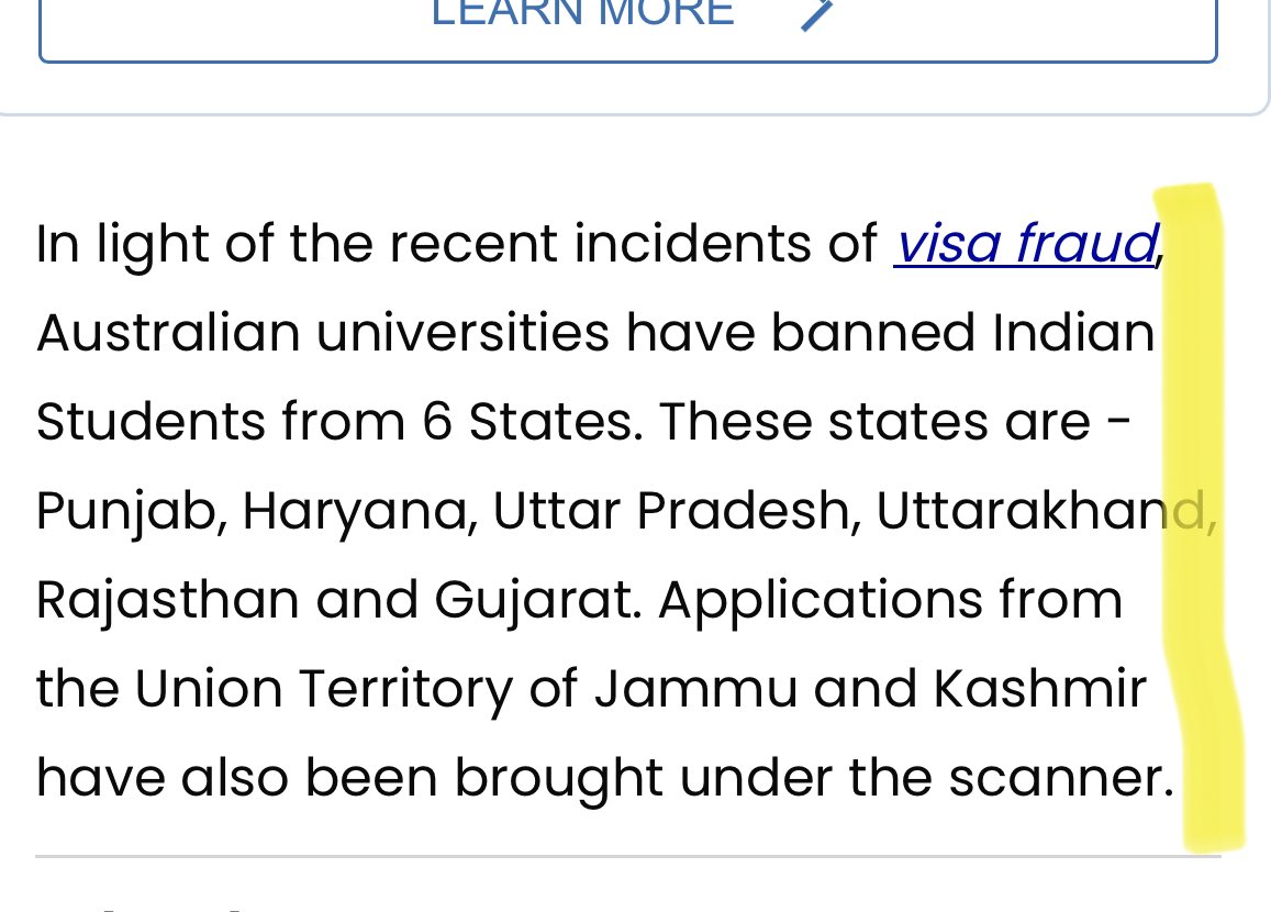 OnlyTrs's tweet photo. Australia Ban Indian Students from 6 States Amid Rising Concerns of Visa Fraud. All North Indian states.
Happened when #ModiInAustralia entertaining NRIs ( paid propaganda programme by BJP/RSS).
Vishwaguru 😅😂
#QUAD #G20 #Modi
https://t.co/1WhLU0gr2Y https://t.co/MS0WV2Pus1