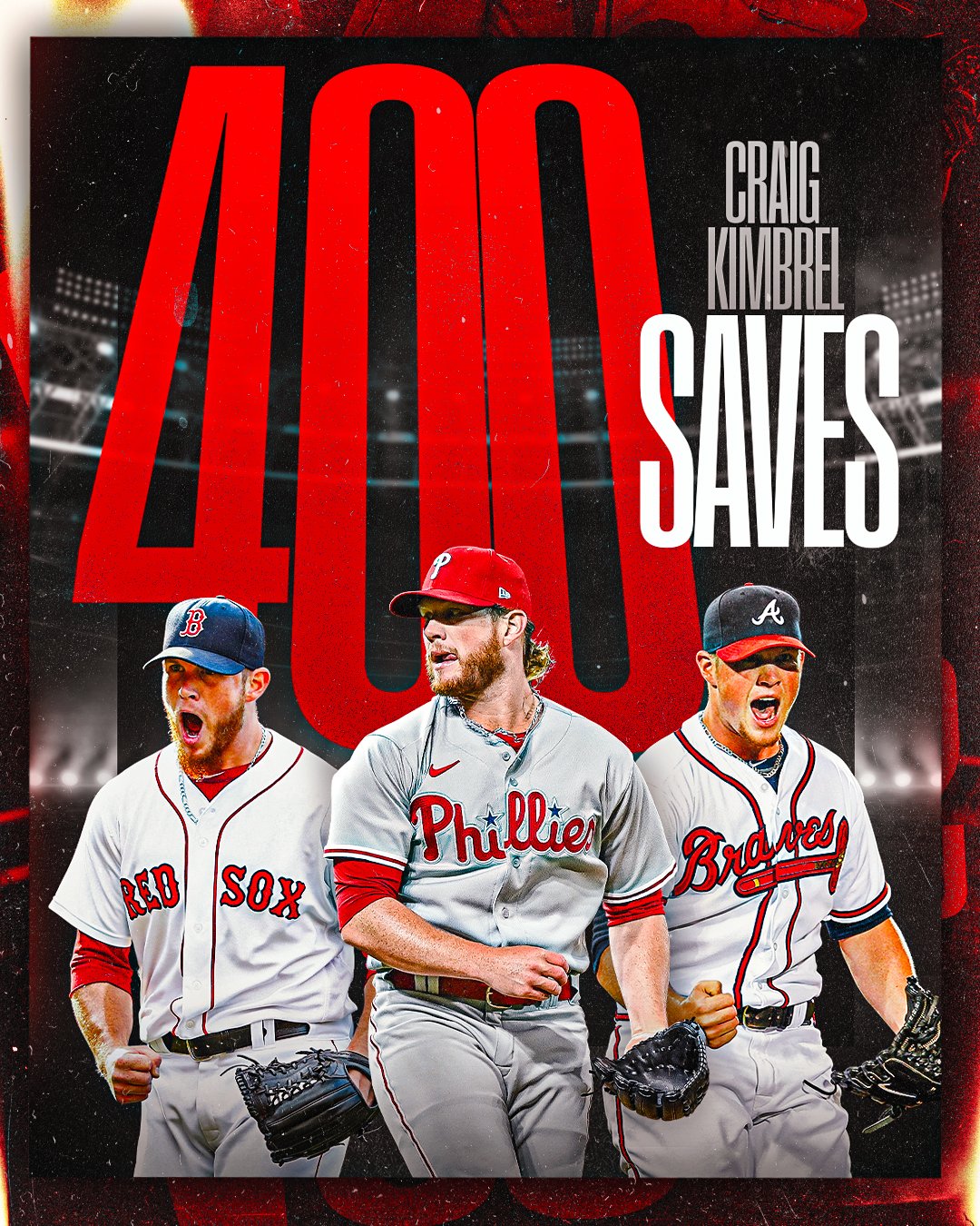 MLB on X: Craig Kimbrel becomes the 8th reliever ever to reach 400 saves.  And he does it in Atlanta, where it all started.  /  X