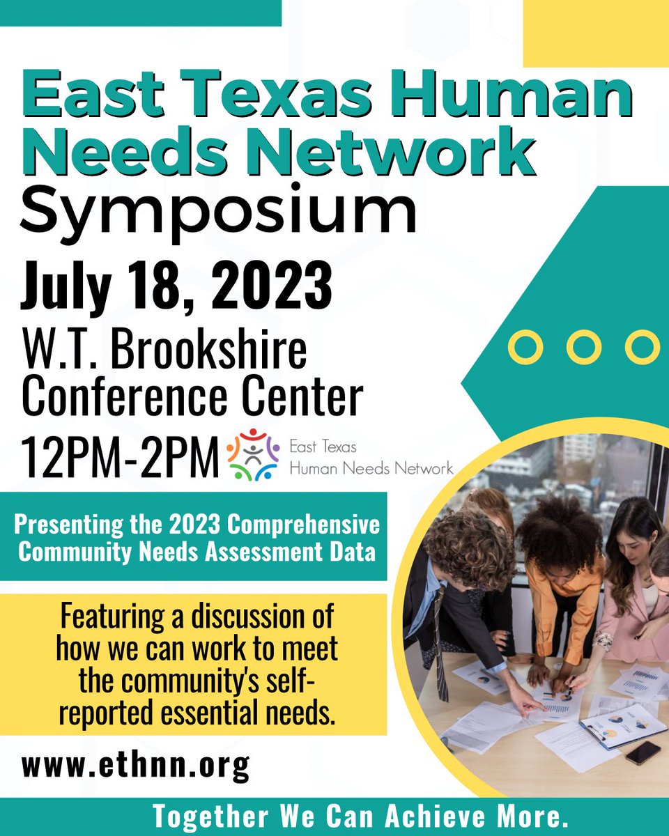 ➡️Save The Date!
Join East Texas Human Needs Network as we share the results of our Smith County Comprehensive Community Needs Assessment for 2022-2023, as well as a discussion on how we can work together to meet the needs. 
We hope to see you on July 18th.

#SaveTheDate #ETHNN