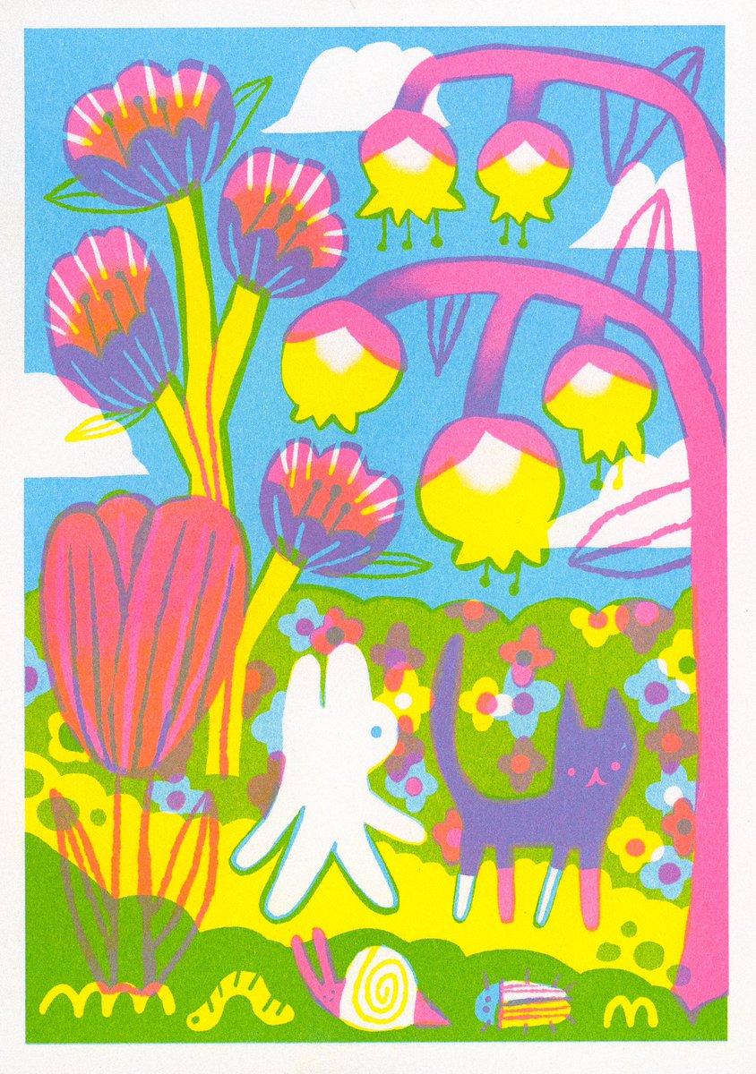 oddrabid's tweet photo. 🌸 spring walk riso print ! 🌷 https://t.co/VUfAR8RlVz