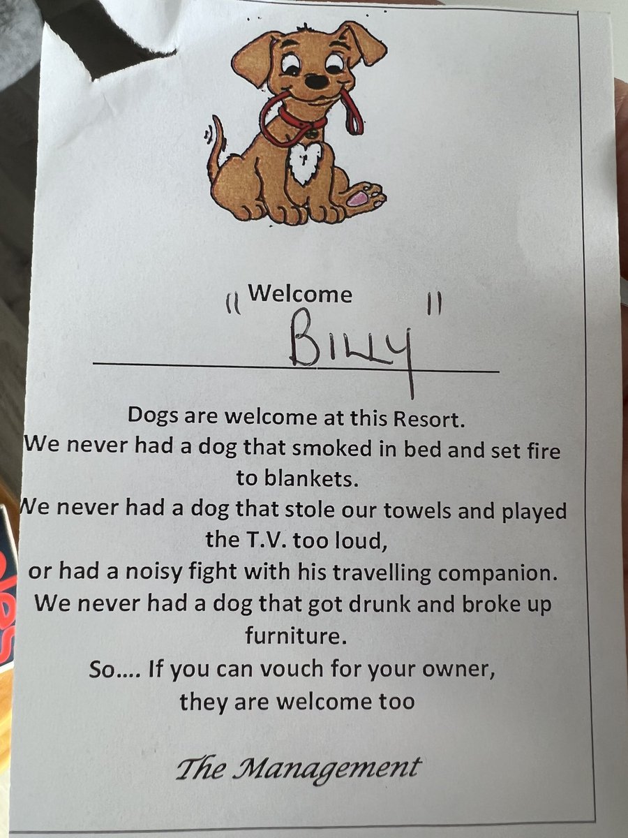 Just checked in to a resort with our dog BILLIE. Lovely way to make us feel welcome. #custexp #CX #hospitality