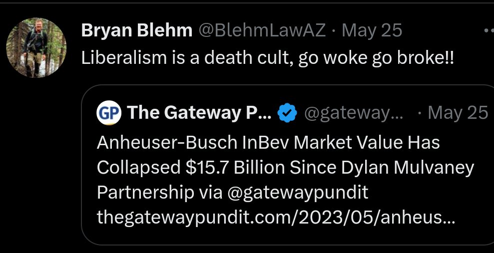 TheRealThelmaJ1's tweet image. On the left we have Kari Lake&apos;s election-denying MAGA lawyer Brian Blehm telling us &apos;Go Woke, Go Broke&apos;.  On the right is the vehicle he listed in his recent bakruptcy filing.

#considerthesource