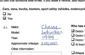 TheRealThelmaJ1's tweet image. On the left we have Kari Lake&apos;s election-denying MAGA lawyer Brian Blehm telling us &apos;Go Woke, Go Broke&apos;.  On the right is the vehicle he listed in his recent bakruptcy filing.

#considerthesource