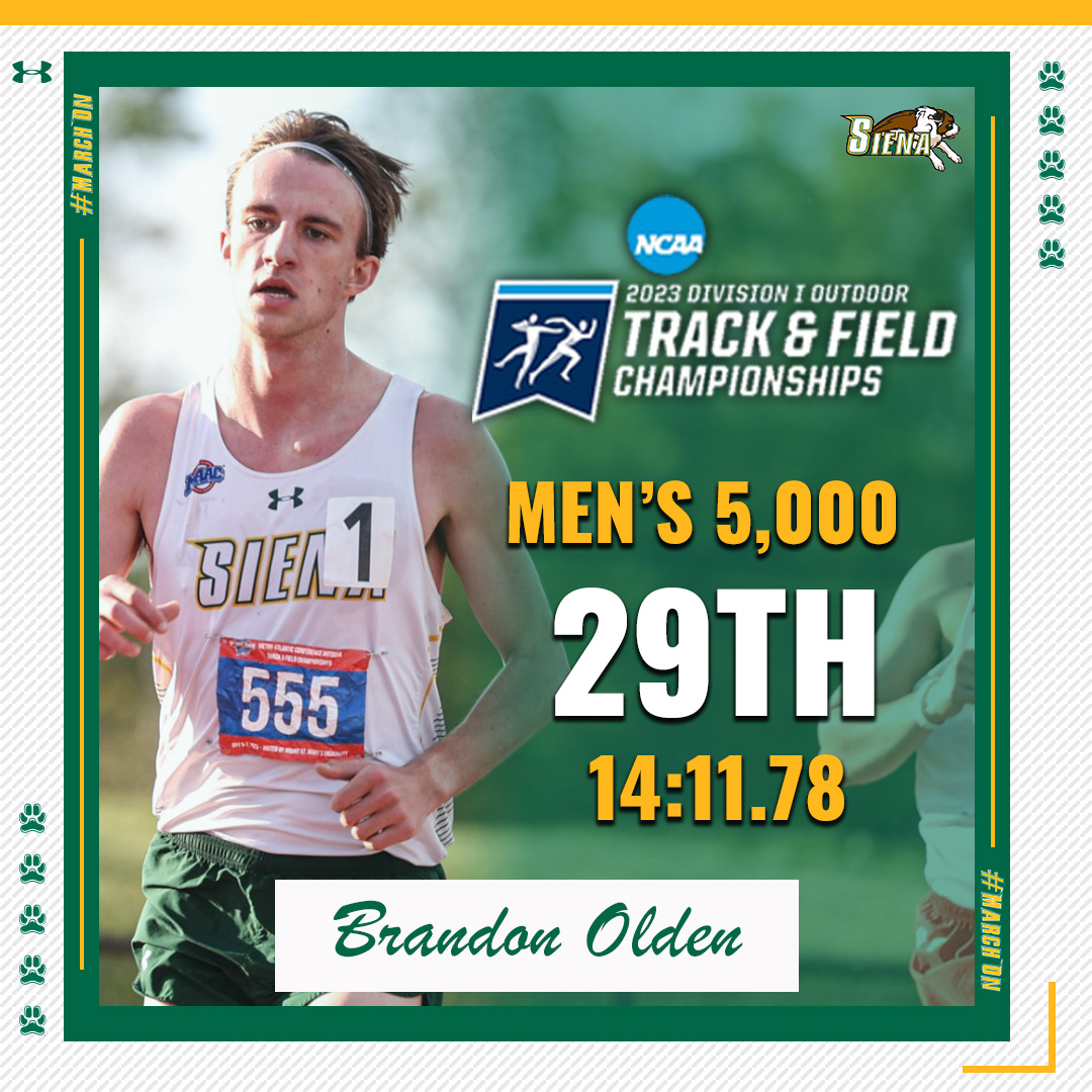 🎽 RECAP | @SienaXCTrack's Brandon Olden capped his illustrious #SienaSaints career with a solid run at the @NCAATrackField East First Round on Friday 📰 shorturl.at/OPQV3 #MarchOn | #NCAATrack | #MAACTrack