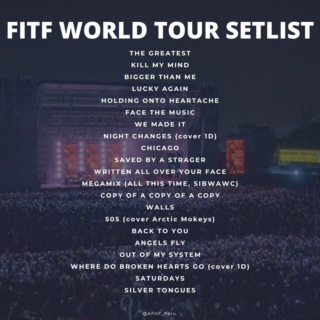 AFHF & UPD PERU 🇵🇪 on Twitter "🚨FAITH IN THE FUTURE WORLD TOUR SETLIST"