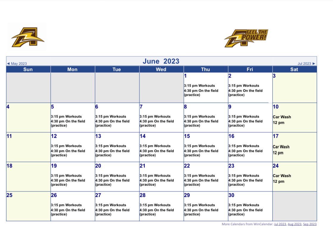 June Schedule