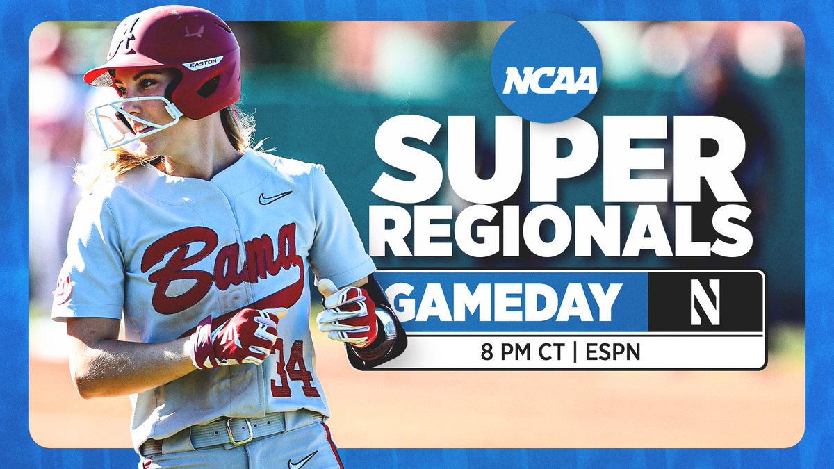 Let's tie it up tonight!

🆚 Northwestern
🕗 8 PM/CT
🎟️ bit.ly/3IySRCO
📺 ESPN

#PartyAtRhoads | @AlabamaSB