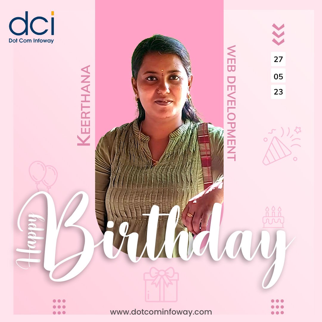 We wish you a very #HappyBirthday Keerthana 🎂
Let this special day bring you a sea of joy & happiness. 

#DotComInfoway #Birthday #EmployeeBirthday #HappyWishes #BirthdayPost #HappyBirthdayEmployee #Celebration #Wishes #HBD