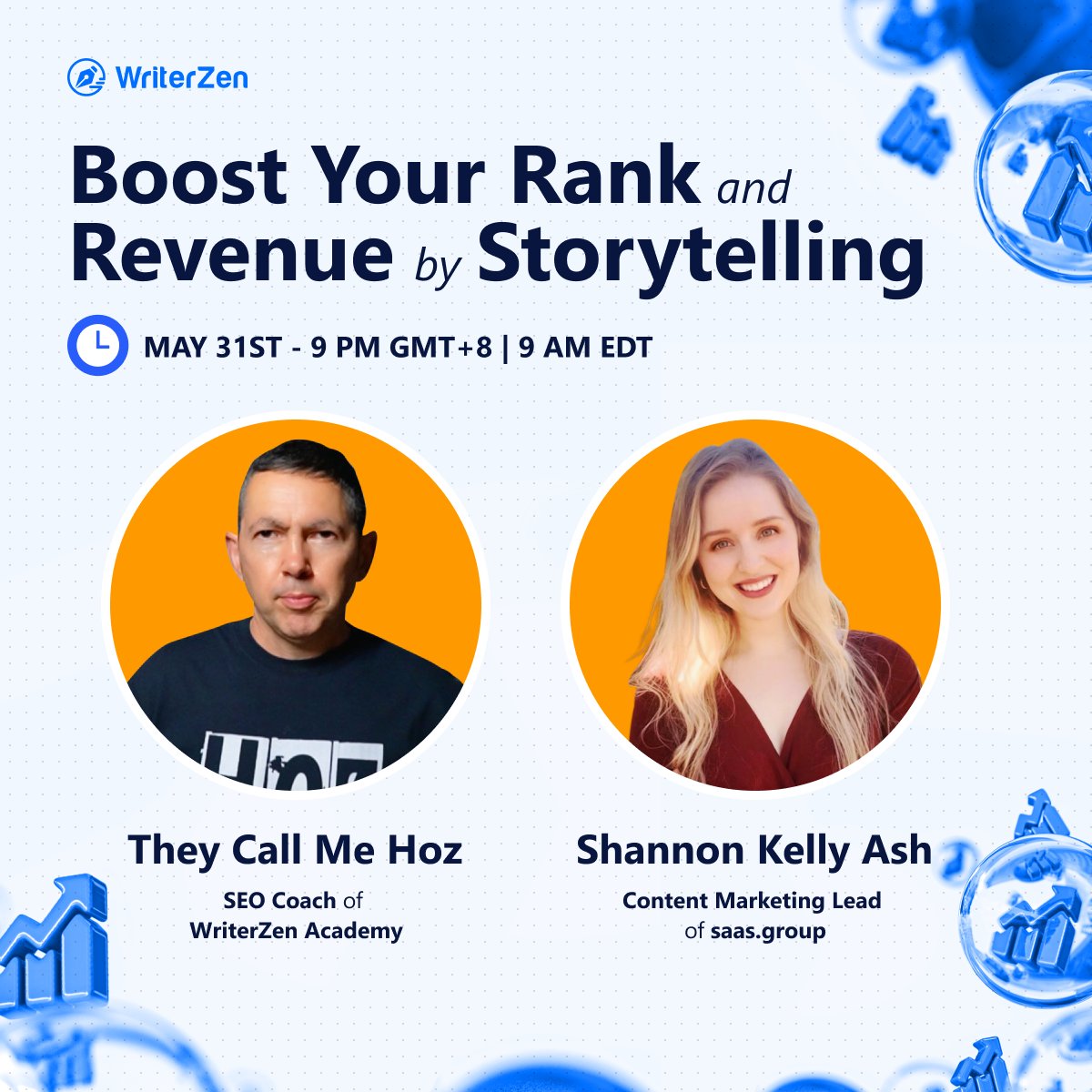 writerzenseo's tweet photo. Join us this Wed to unleash the power of storytelling to capture your audience's attention and improve your SEO, with Shannon Kelly Ash and They Call Me Hoz.
πΒ Webinar will be available on LinkedIn on Wed, May 31st at 9PM GMT+8 | 9AM EDT.
#WriterZen #MayWebinar #SEOStorytelling