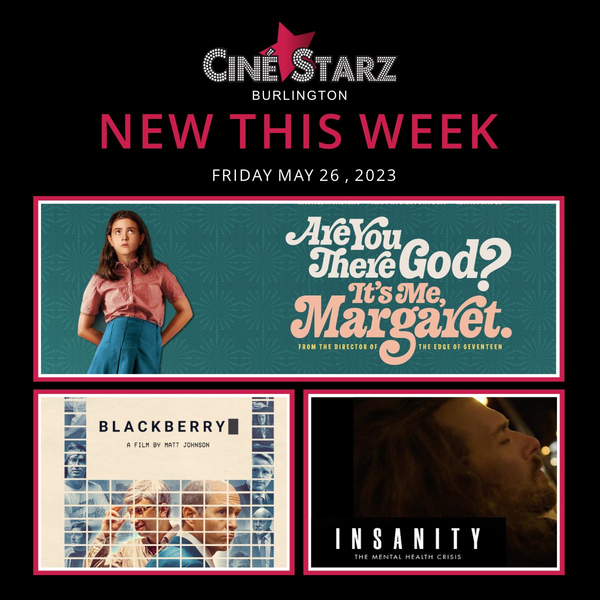 #CineStarz #cinema #movie #downtown #Burlington #weekend #family #friends #popcorn  #pussinboots #dungeonsanddragons   #champions  #mummies #airmovie #evildeadrise #loveagain #nefariousmovie #areyoutheregoditsmemargaret #blackberrymovie2023 #insanity