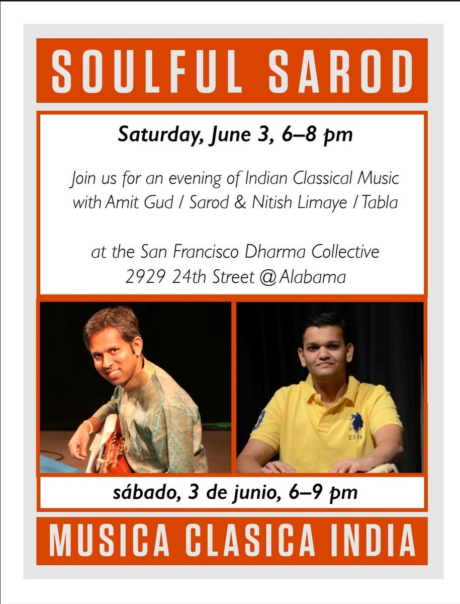Sarod Tabla performance. SFDC. 6/3 6PM.

eventbrite.com/e/soulful-saro…