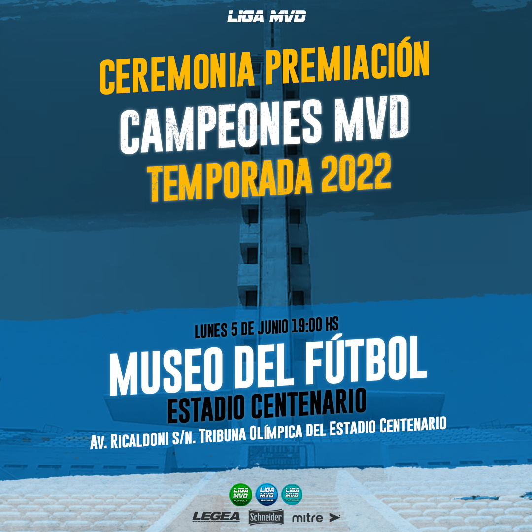 CEREMONIA PREMIACIÓN | CAMPEONES MVD

¡Ceremonia de Premiación de los Campeones MVD 2022! 🏆⚽

🗓️ Lunes 5 de junio
🕖 19:00 horas
🏟️ Estadio Centenario
🏛️ Museo del Fútbol

* evento es exclusivo para invitados