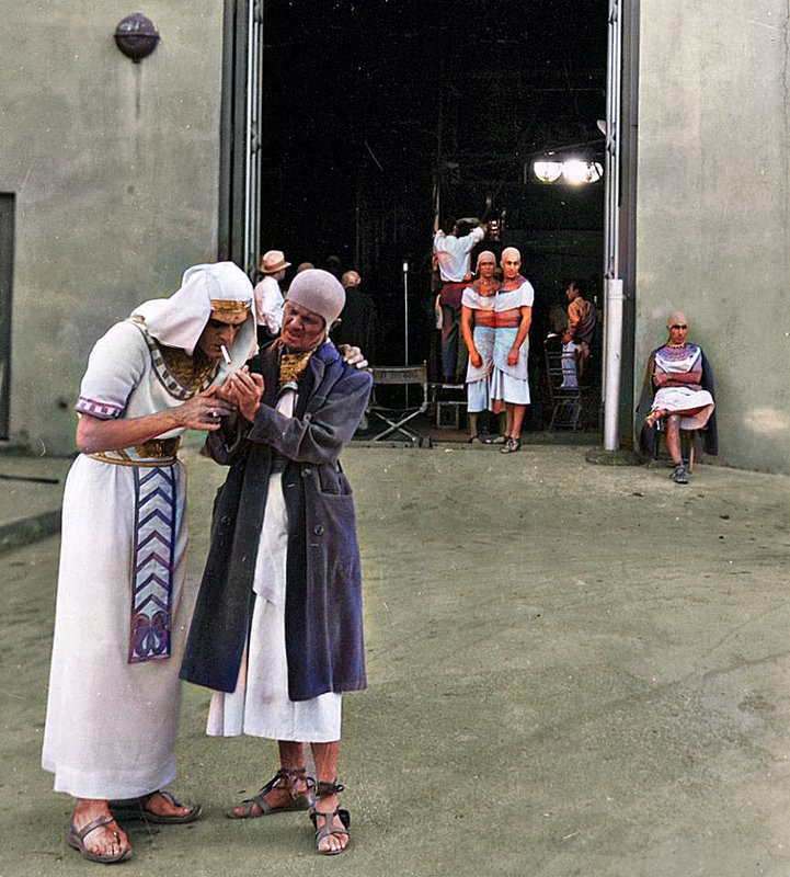 Boris Karloff has a smoke on the set of The Mummy in 1932