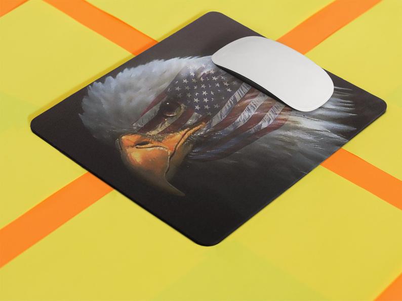 Patriotic Eagle Left Side Mousepad, Stain Resistant #JnJGiftsnCrafts #giftsforalloccasions #patrioticeaglemousepad #leftsidedmousepad #stainresistant #easytocleanmousepad #highdensityneoprene #handmademousepad #officesupply  bit.ly/43uHmo5