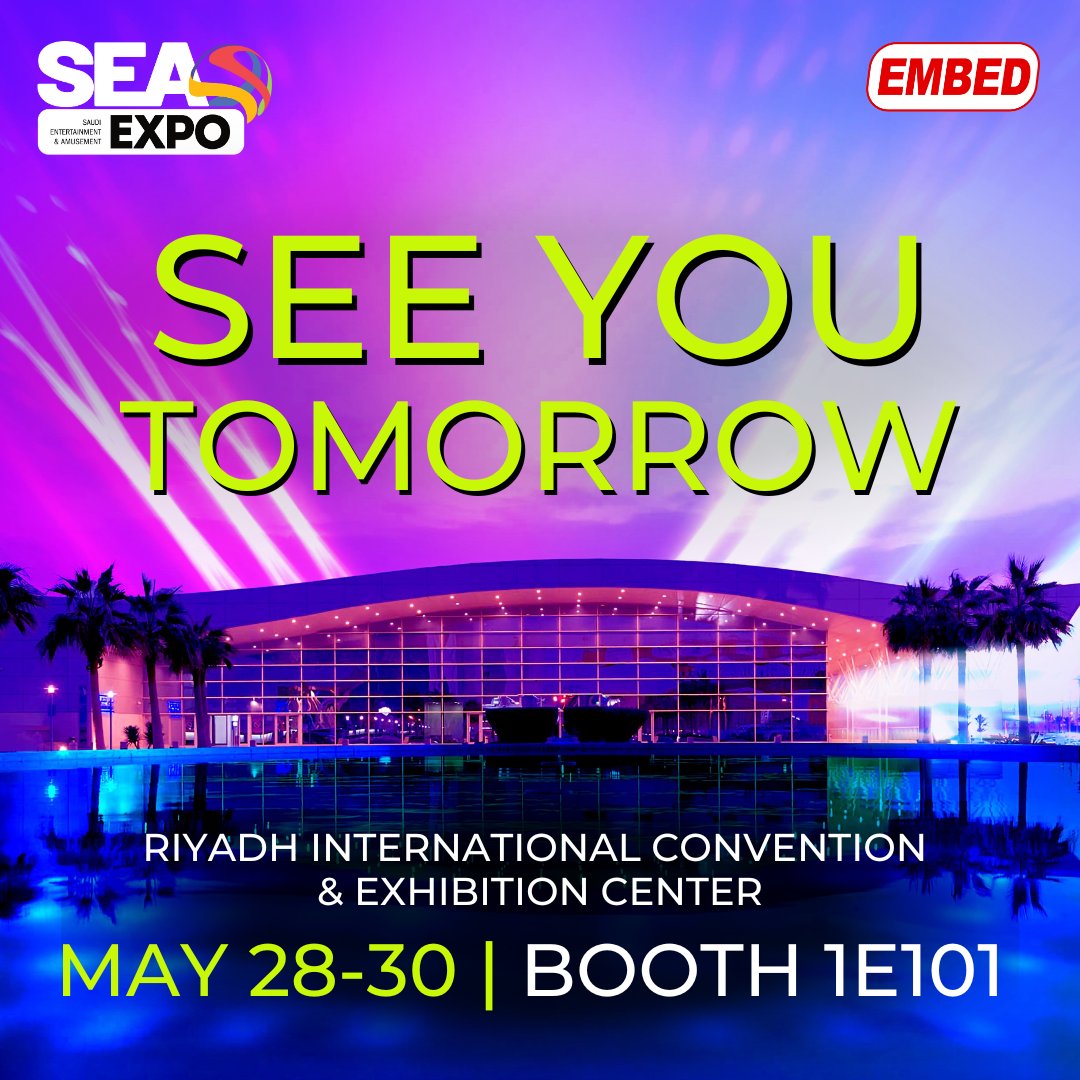 embedcard's tweet image. SEE YOU TOMORROW!

Experience our latest breakthrough innovations, STATS, KIOSK+ and more at SEA EXPO 2023 at Riyadh International Convention &amp;amp; Exhibition Center. Visit us at Booth #1-E101!

#Amusement #FamilyEntertainmentCenters #CashlessTechnology #SEAEXPO