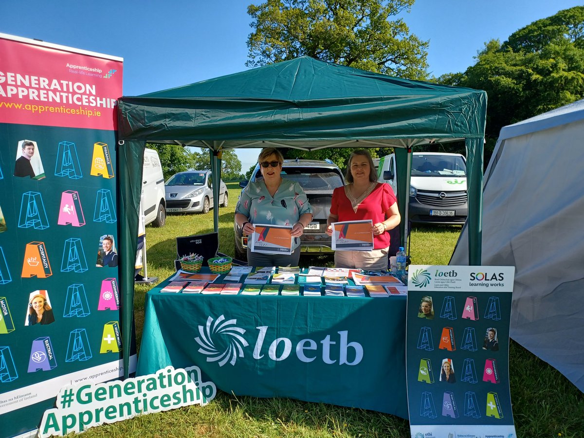All things Apprenticeship at a sunny SHINE 2023 in Emo @mary_leech02 @ApprenticeLOETB @laoisoffalyetb #LOTB #GenerationApprenticeship @Mich_Tierney