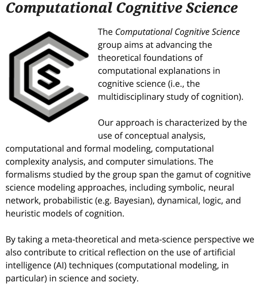 Very excited to announce, <a href="/IrisVanRooij/">Iris van Rooij 💭</a> and I are soon to be looking for a PhD candidate to work with us in Computational Cognitive Science group, at <a href="/DondersInst/">Donders Institute</a> &amp; <a href="/AI_Radboud/">Radboud AI</a>! I will post the link for applying as soon as it is up.

More info here: x.com/IrisVanRooij/s…
