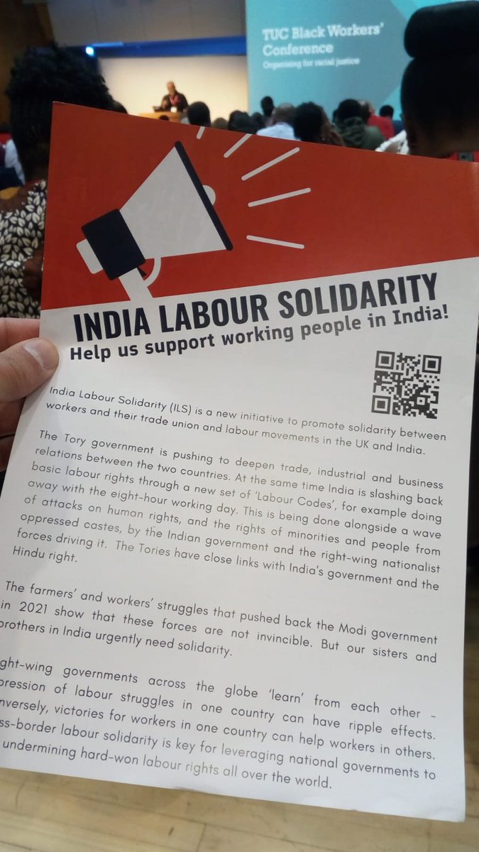 Greetings and solidarity to delegates and observers at TUC Black Workers' Conference 2023 #TUCBWC23

Some of our supporters are there - please look out for our leaflet!

Find out more about India Labour Solidarity: bit.ly/inlabsol