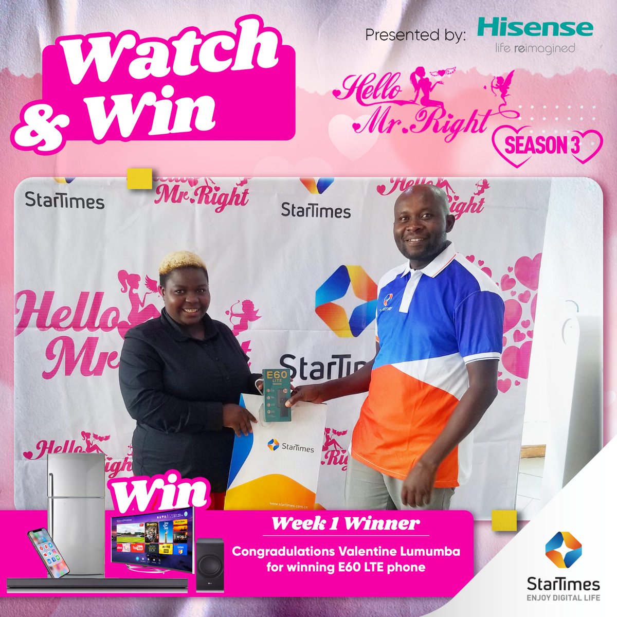 lawrencekitema's tweet photo. Watch and win! Here are the winners of weeks 1,2 &amp; 3. Watch the show and stand a chance to be a winner.

#HelloMrRightShow #StarTimesKenya @DrOfweneke @Diana_Bahati @Strembotv @StarTimesKenya https://t.co/NGxwf70t4L