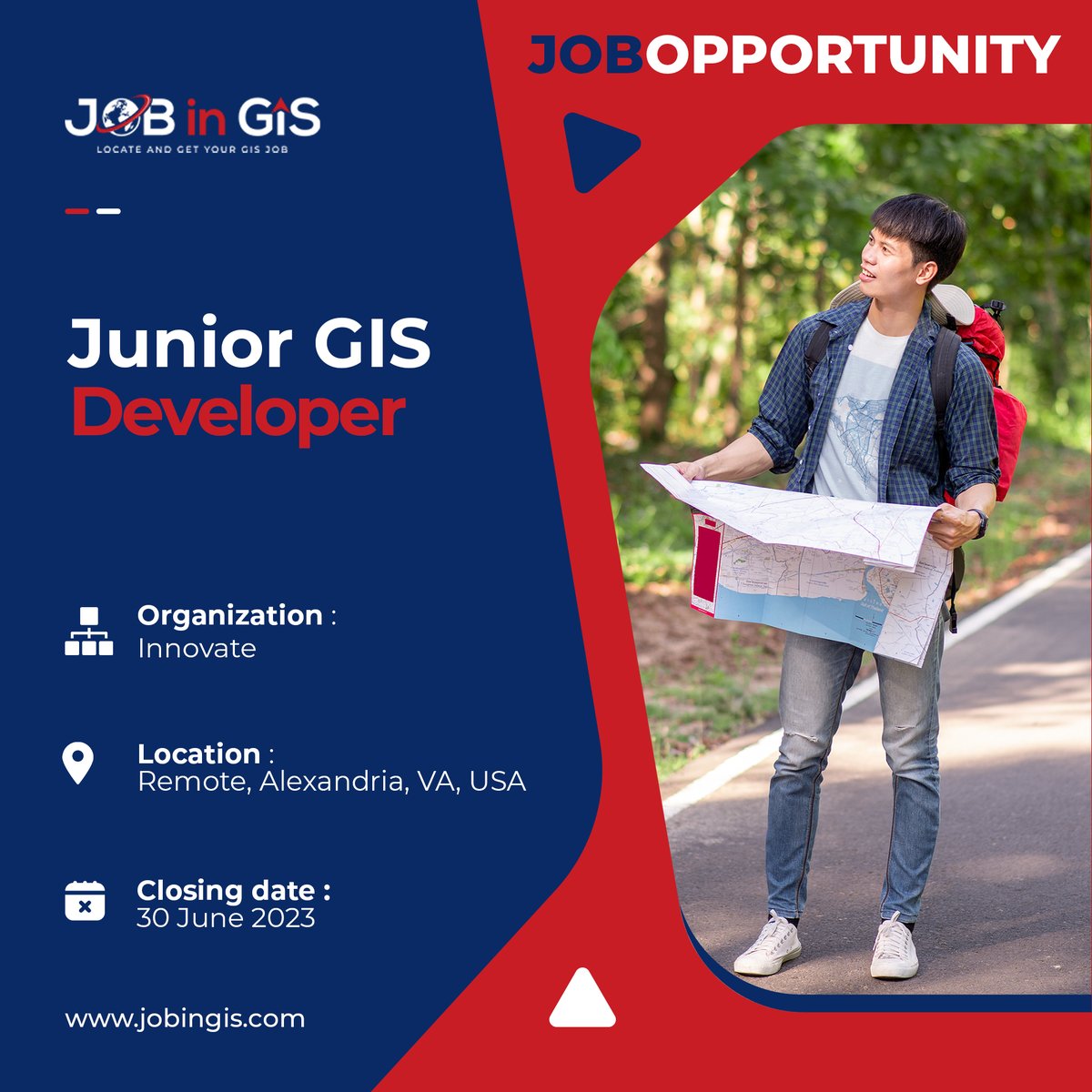 #jobingis : Innovate is hiring a Junior GIS Developer
📍Location : #remotework, #Alexandria, VA, #USA 

Apply here 👉 : jobingis.com/jobs/junior-gi…

#Jobs #jobsearch #cartography #Geography #mapping #GIS #geospatial #remotesensing #gisjobs #gischat