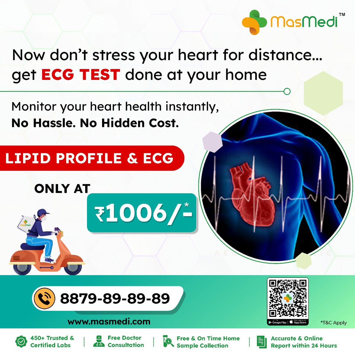 Don't stress over any health check-up tests! Kyunki...
MasMedi hai na....

Now get ECG test done at home. Select the test from trusted & certified lab near you. And stay worry-free.

#ECG #ECGtest #ECGathome #HealthCheckUps #MasMedi #Mumbai #WeCare 
Edited · 4m
