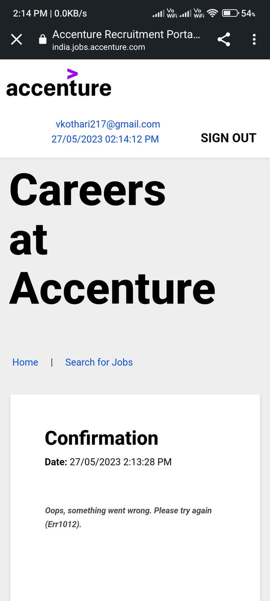 VinayKothari14's tweet photo. Again same
@AccentureJobsIN @AccentureIndia @Accenture 
Are you going to do anything for this it's almost 4-5 months since this issue continues just stop faking that you guys are looking to hire people when you really don't want to hire anyone.
Shameful it's an IT MNC's Portal https://t.co/uxcy2lWZ9q